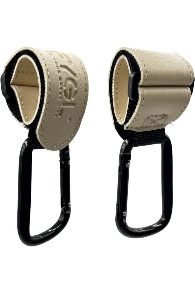 Stroller Hooks - Adjustable Universal Carabiner Clips, Apricot (2 Pack)