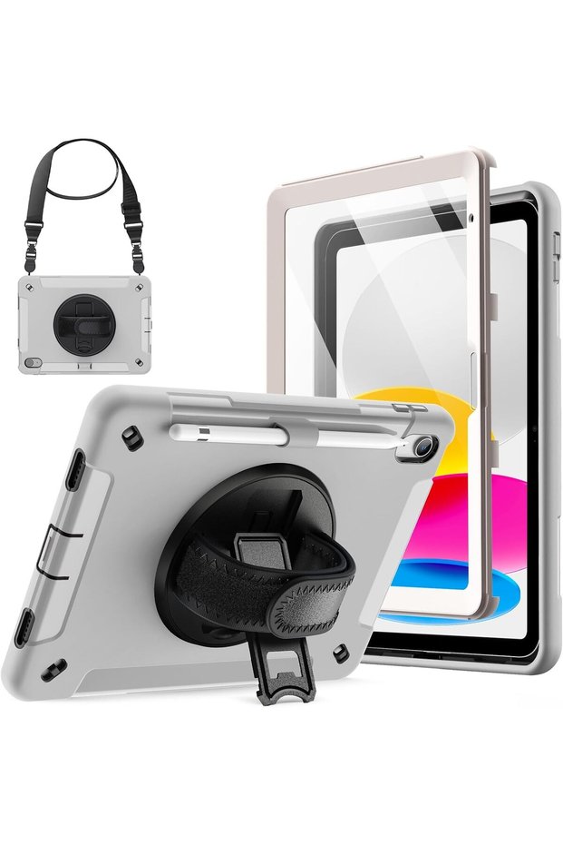 Rugged Case for iPad (A16) 11th/10th Gen, Light Grey