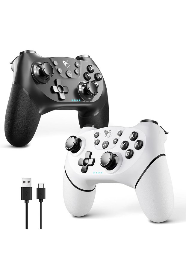 2 قطعة من أجهزة التحكم اللاسلكية لجهاز Switch/Lite/OLED/Pro، مع وظيفة الاستيقاظ بزر واحد، Switch Pro Cont