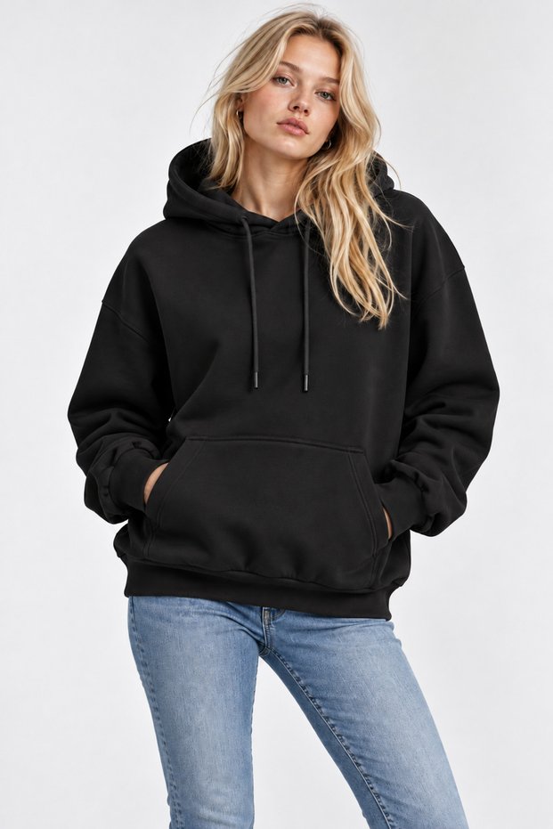 Women's Winter Cotton Lined Oversize Hooded Sweatshirt Hoodie - W237
