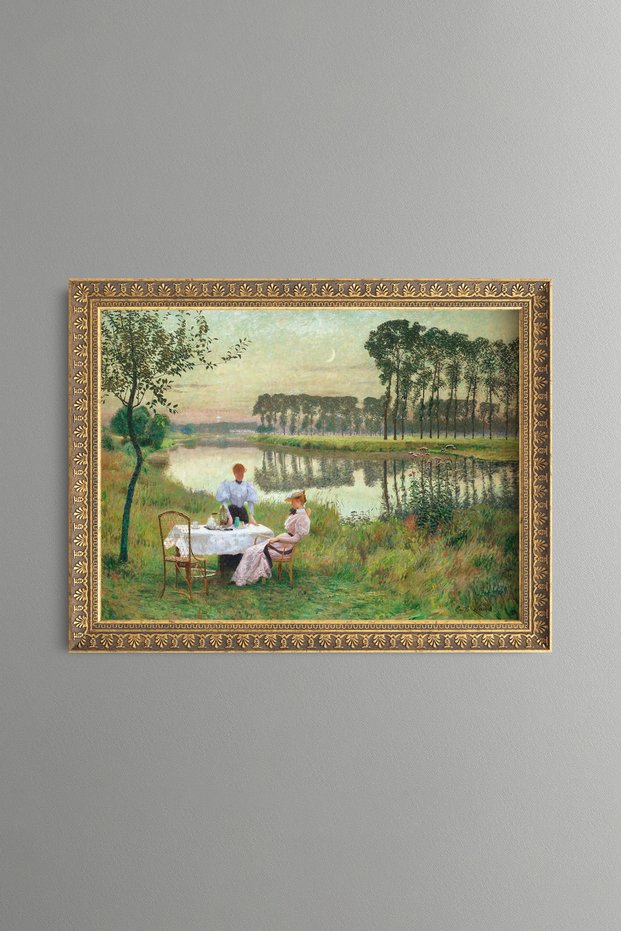 Women Resting by the Lake - Vintage Patterned Painting - Fine Model