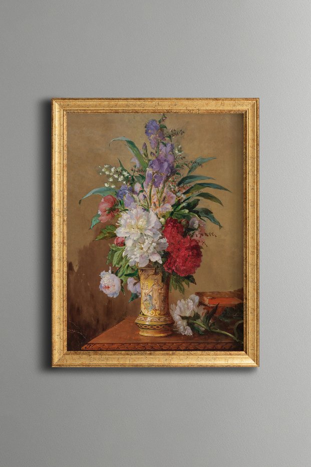 Long-Branch Flowers in a Vase - Vintage Patterned Painting - Fine Model