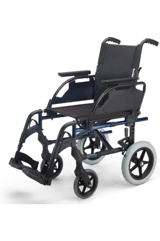 BREEZY Style 16 Inch Lightweight Folding Transit Wheelchair, 9kg Aluminum Transport Chair, 125kg Capacity, Adjustable Armrests & Legrests, Compact Travel Wheelchair for Seniors, Adults & Caregiver