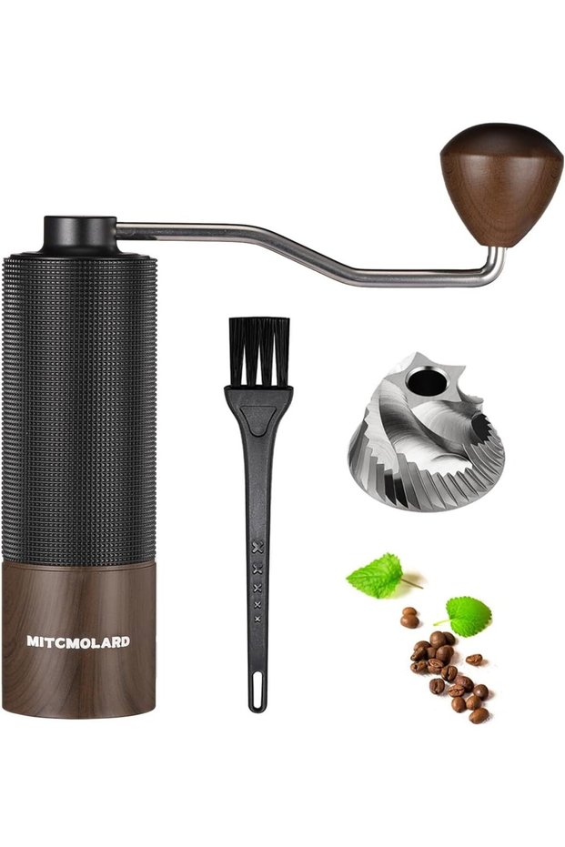 مطحنة قهوة يدوية, Stainless Steel Burr, Wood Handle
