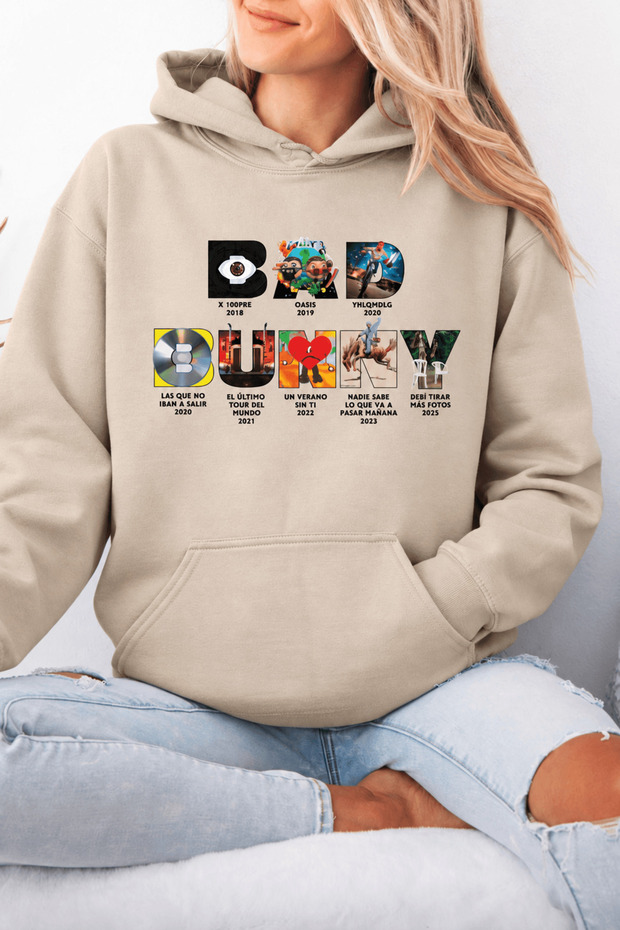 Bad Bunny Printed Cotton 3 Thread Threaded Oversize Sweatshirt