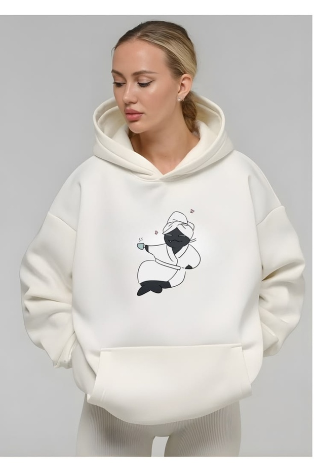Sunny Days Printed Cotton 3 Thread Threaded Oversize Sweatshirt