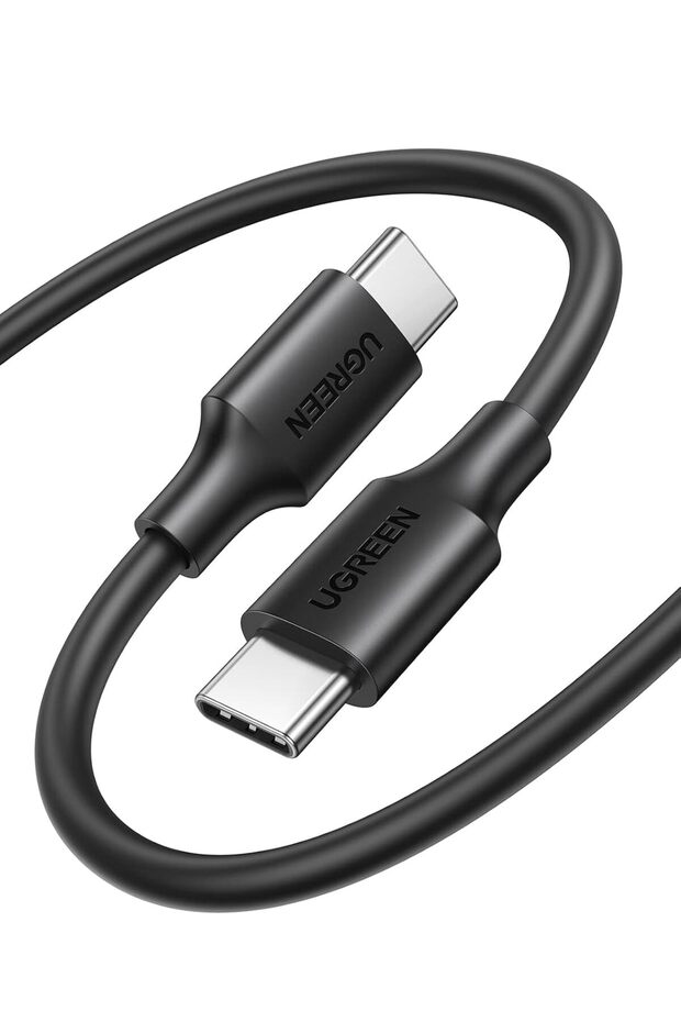كابل Type C بطول 1 متر، 60 واط USB C إلى USB C شحن سريع PVC أسود