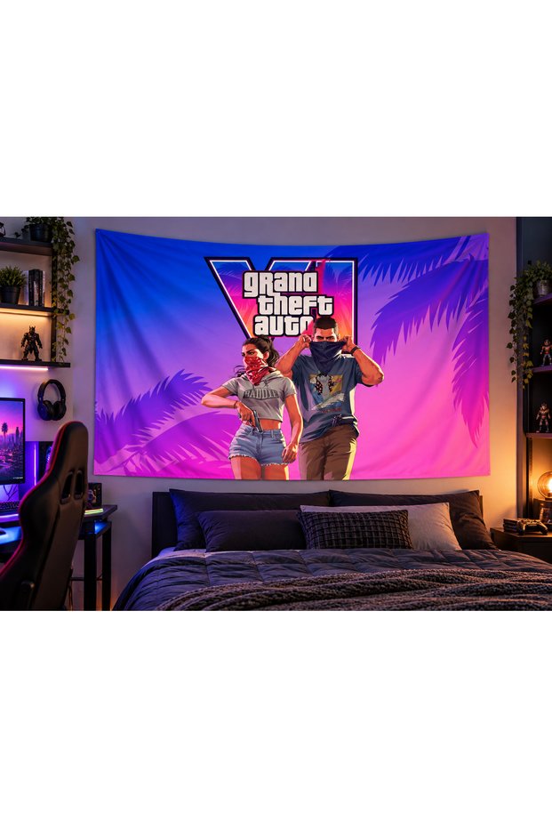 Gta 6 Wall Covering | Gamer Wall Tapestry