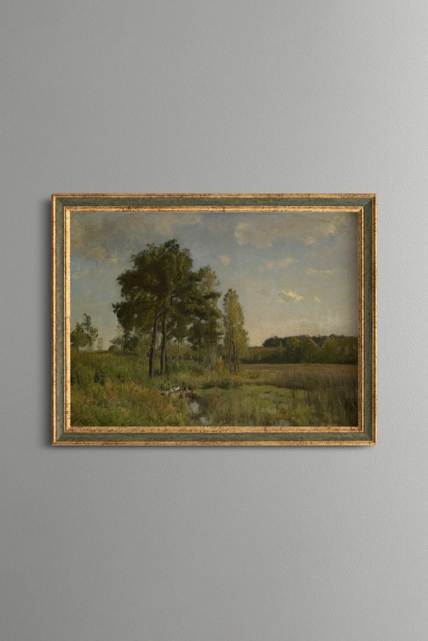 Wooded Path in the Green Meadow - Vintage Patterned Painting - Fine Model