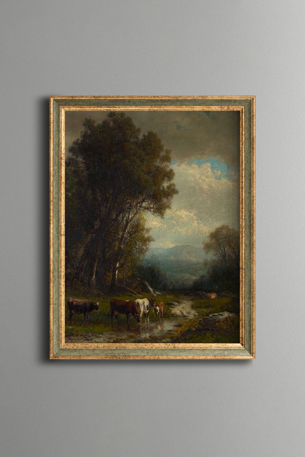 Country Road among Tall Trees - Vintage Patterned Painting - Fine Model