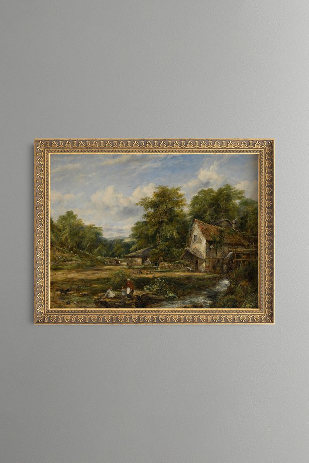 Cottage and Country Road in the Forest - Vintage Patterned Painting - Fine Model