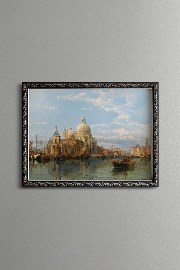 Dome City Landscape by the Sea - Vintage Patterned Painting - Fine Model
