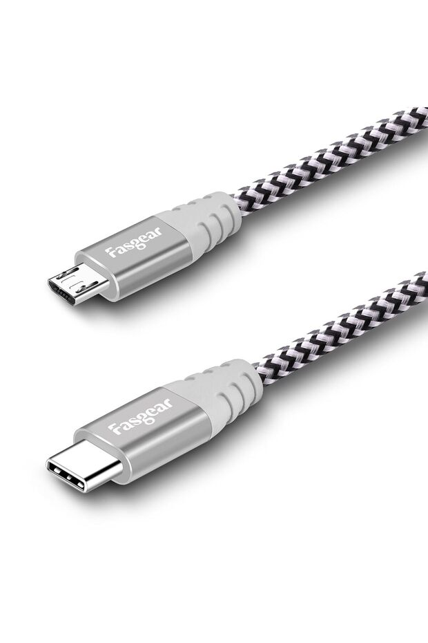 كابل USB C إلى مايكرو USB (رمادي، 1 قدم/30 سم)