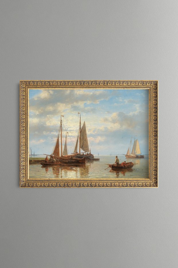 Sailing Boats on the Calm Sea - Vintage Patterned Painting - Fine Model