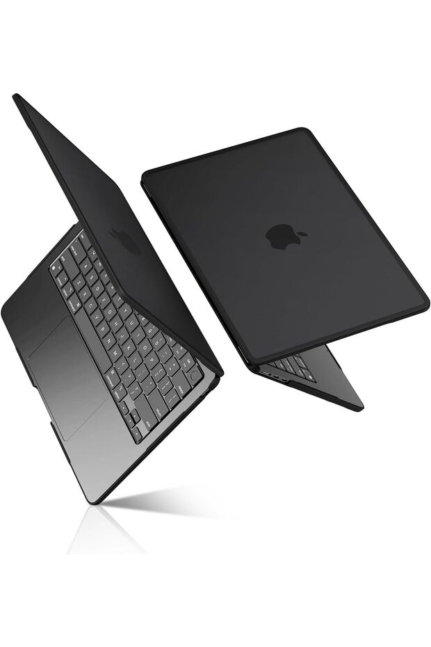غطاء حماية لجهاز MacBook Air مقاس 15 بوصة، إطار مقاوم للتشقق، لون أسود غير لامع.