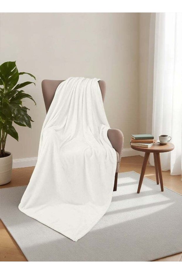 Lightweight Blanket 250 GSM Extra Soft Premium Microfiber Bed and Sofa Throw in Cream - Size 220 x 230 cm