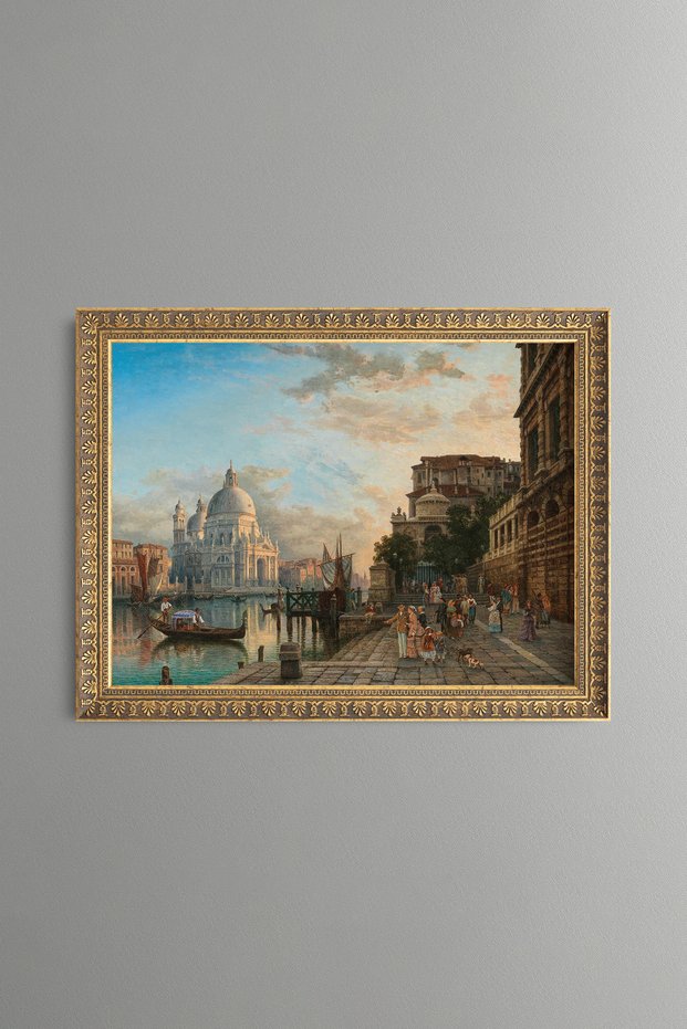 City Square Surrounded by Classic Buildings - Vintage Patterned Painting - Fine Model