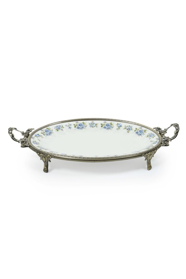 Gala Metal Footed Oval Porcelain Serving Plate 45*24.