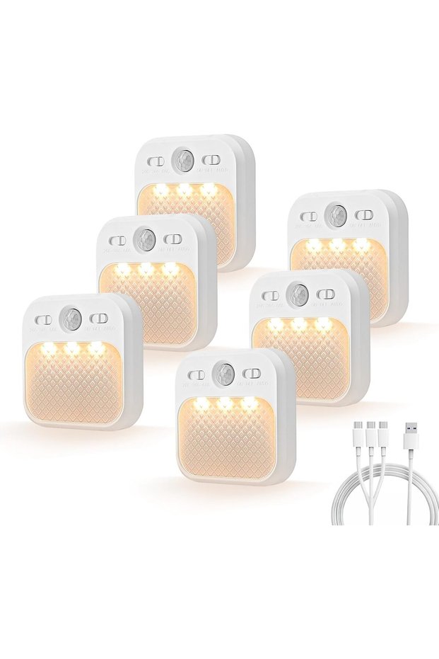 ضوء ليلي بمستشعر حركة، ضوء ليلي LED لاسلكي قابل لإعادة الشحن للاستخدام الداخلي، 3 أوضاع استشعار وقابل للتعديل B