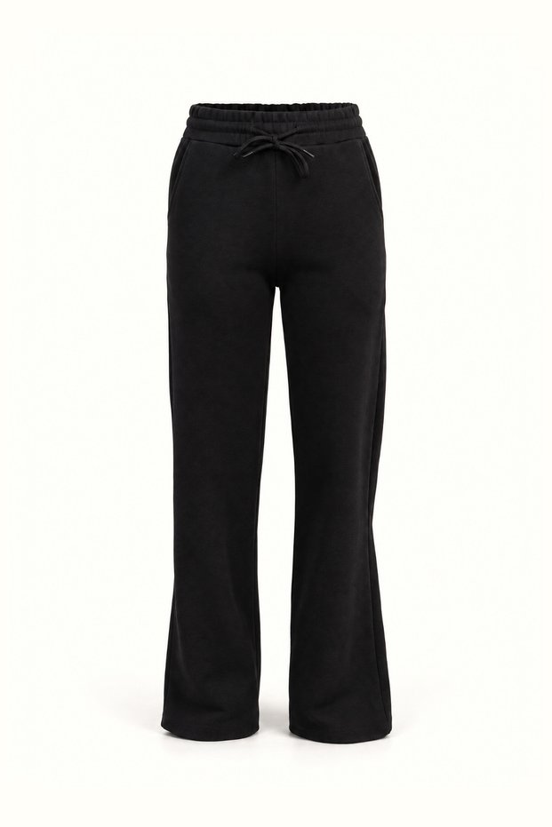 Black Elastic Waist Loose Trousers