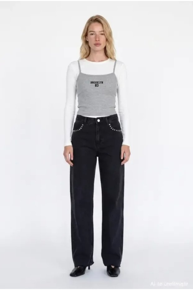 Troklu Women's Jean Pants Pnt02607 Black