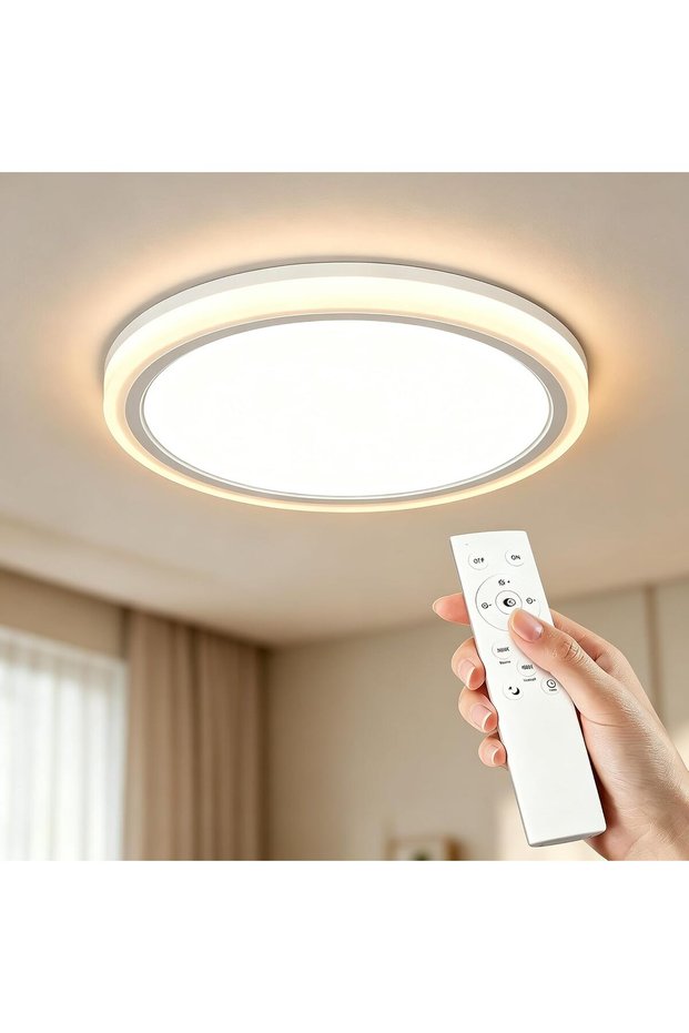 مصباح سقف LED مثبت بالسقف HP-CL30 بطول 30 سم، إضاءة قابلة للتعتيم بثلاثة ألوان 3000-6000 كلفن مع جهاز تحكم عن بعد، 3 ألوان
