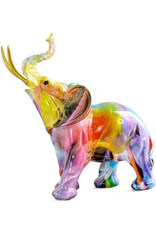 تماثيل الفيل الإبداعية للديكور، تماثيل الفيل الملونة المصنوعة من الراتنج لتزيين المنزل