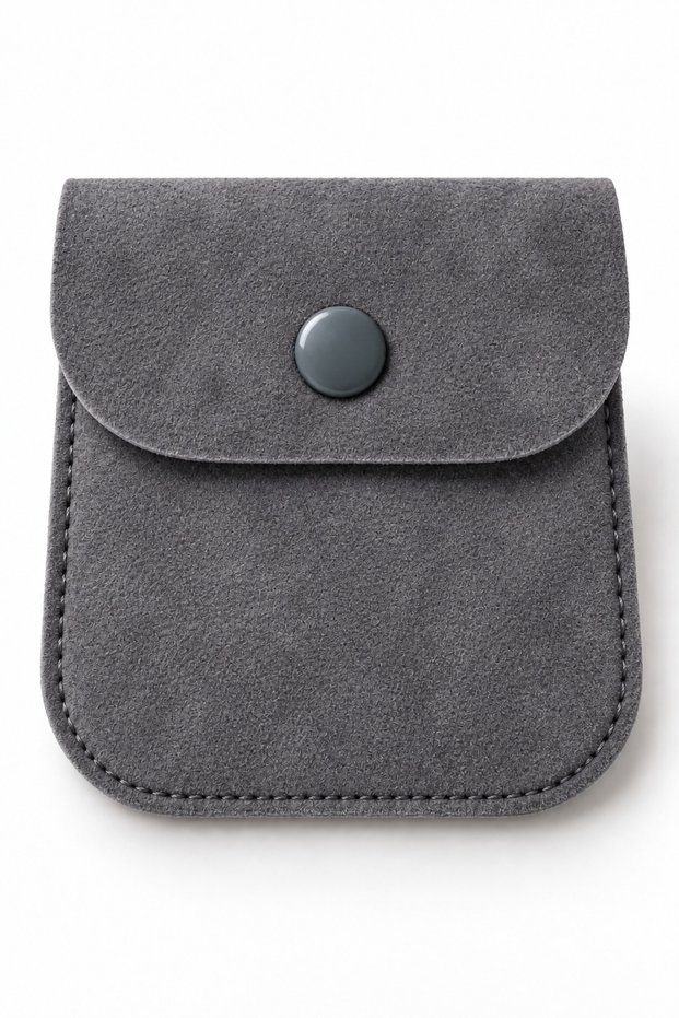 Black Design Suede Fabric Snap Fastener Jewelry Day and Jewelry Pouch 8X8 cm Pack of 25