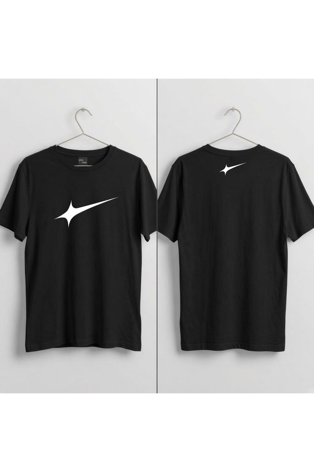 Minimal Star Printed 100% Cotton Crew Neck T-Shirt