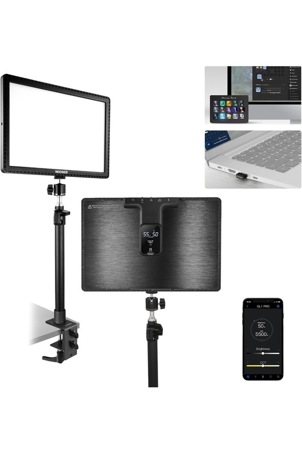 GL1 PRO 15.5" Key Light Streaming Light, Video Light with 2.4G PC, Mac Control & iOS Android APP, 28