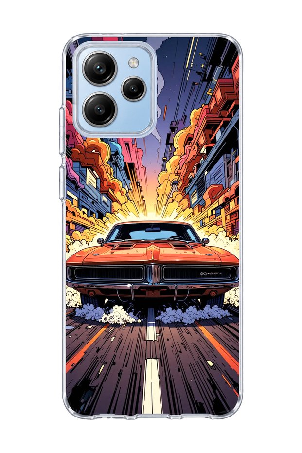 Poco M6 Pro 5g Compatible Orange Classic Car Printed Transparent Phone Case