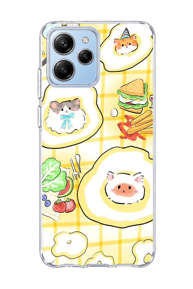 Poco M6 Pro 5g Compatible Cat in the Field Egg Printed Transparent Phone Case