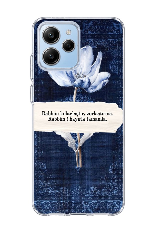 Poco M6 Pro 5g Compatible Navy Blue Tulip Dua Printed Transparent Phone Case