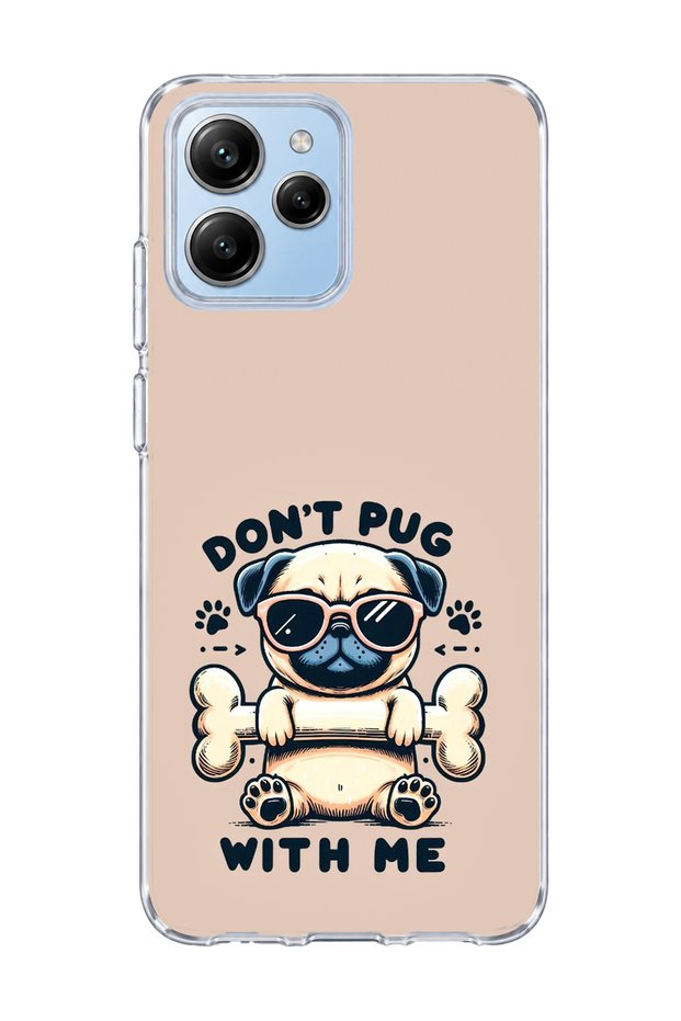 Poco M6 Pro 5g Compatible Transparent Phone Case with Glasses and Dog Beige Print
