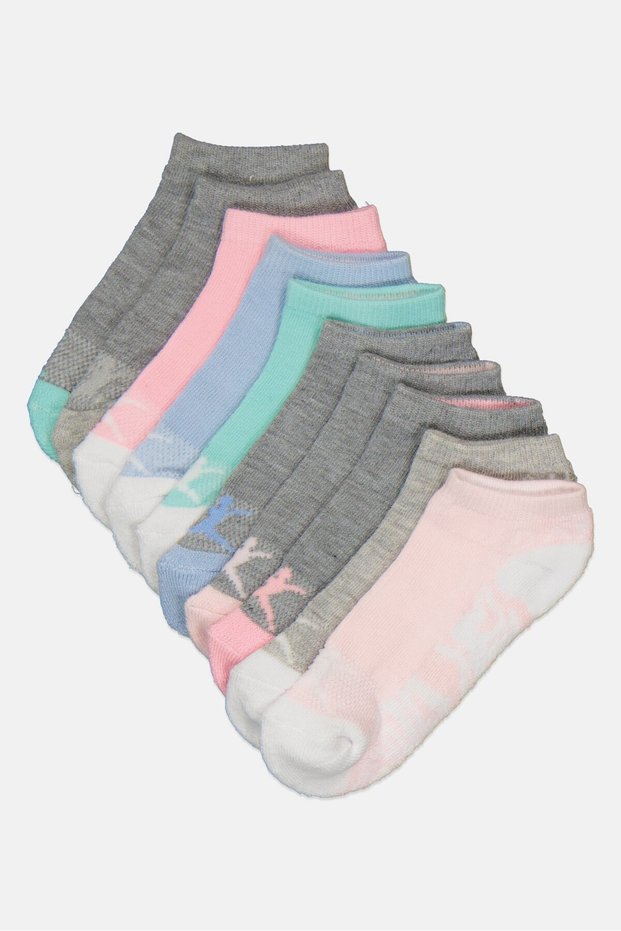 Kids Girl 10 Pair Brand Logo No Show Socks, Multicolor