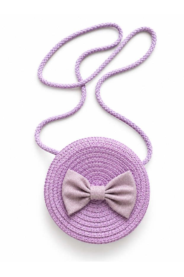 Wicker Round Children's Bag with Accessory Details