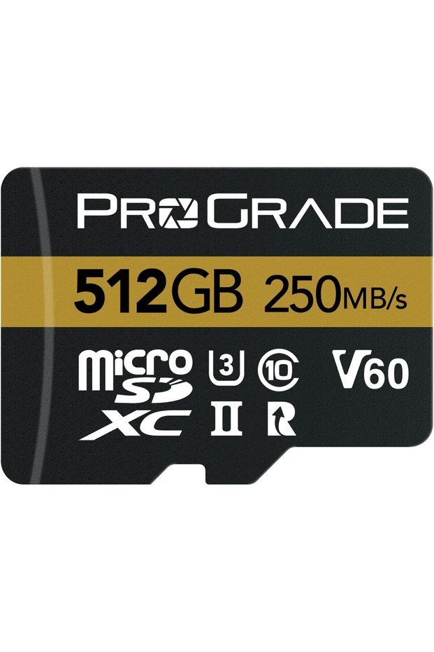 بطاقة ذاكرة microSDXC UHS-II V60 ذهبية (512 جيجابايت)