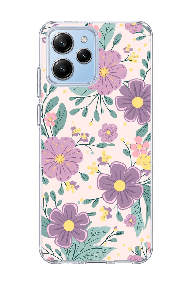 Poco M6 Pro 5g Compatible Lilac Flower Pastel Printed Transparent Phone Case