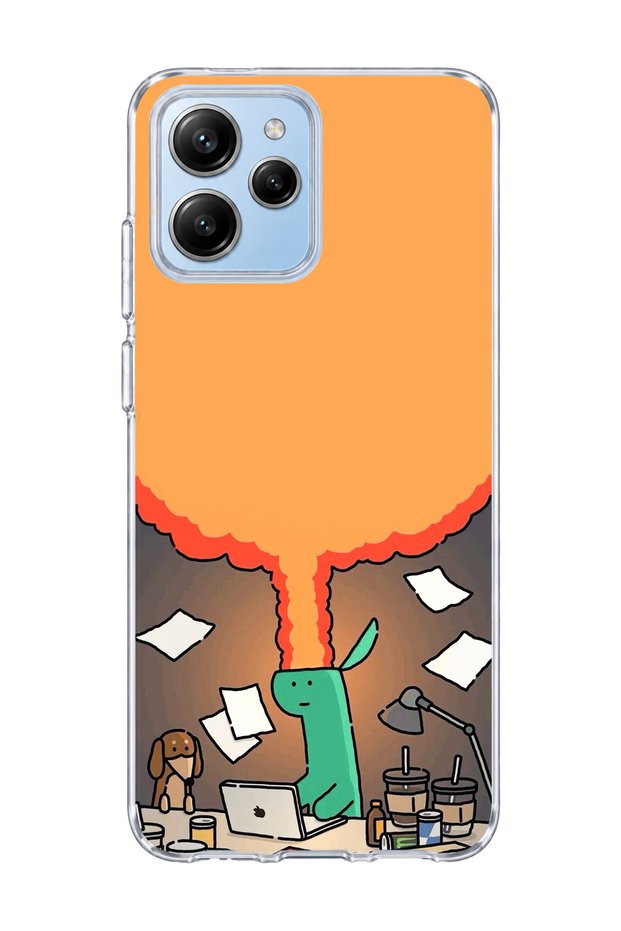 Poco M6 Pro 5g Compatible Green Dinosaur Funny Printed Transparent Phone Case