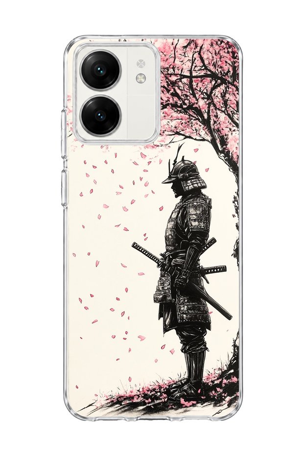 Redmi 13C Compatible Samurai Cherry Wood Printed Transparent Phone Case