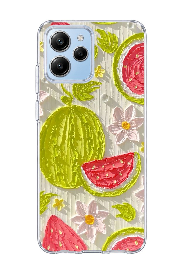 Poco M6 Pro 5g Compatible Watermelon Oil Painting Printed Transparent Phone Case