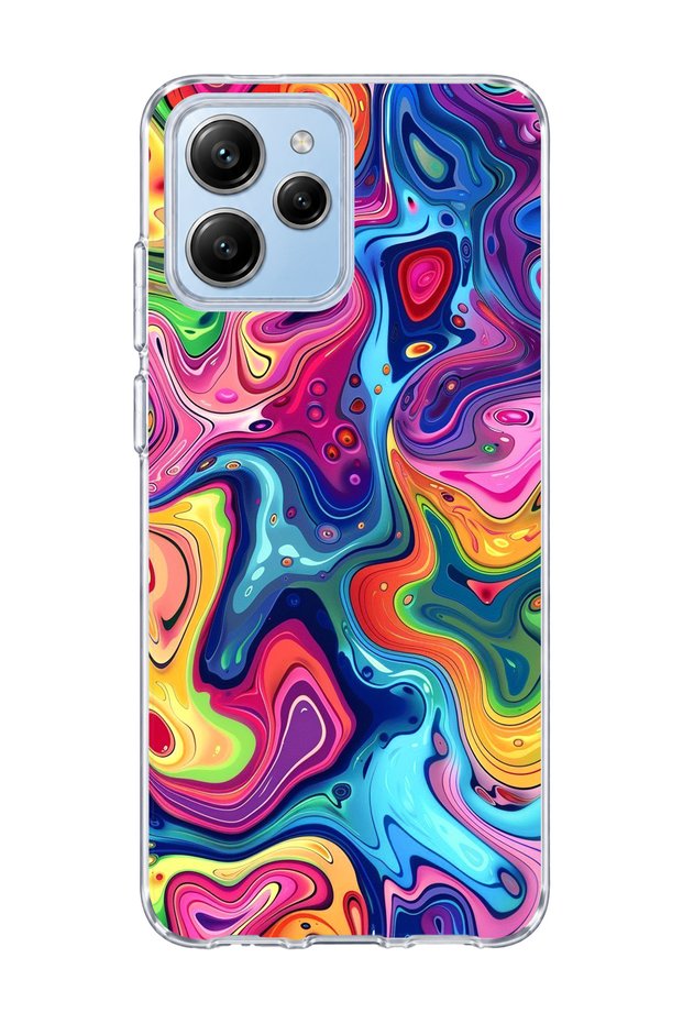Poco M6 Pro 5g Compatible Rainbow Fluid Color Printed Transparent Phone Case