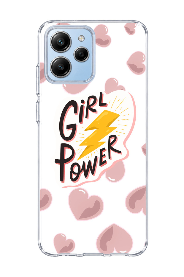 Redmi 12 Compatible Lightning and Heart Printed Transparent Phone Case