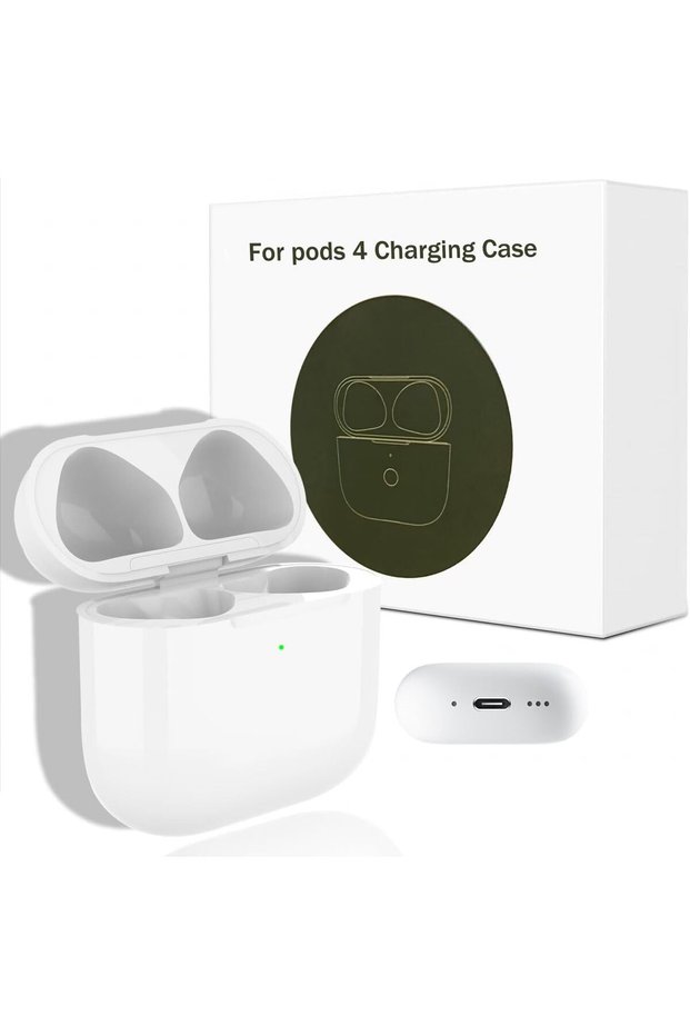 علبة شحن بديلة متوافقة مع Air Pods الجيل الرابع (2024) - منفذ شحن من نوع C، مع تقنية البلوتوث