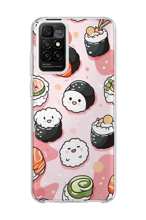 Redmi 10 2022 Compatible Cute Sushi Printed Transparent Phone Case