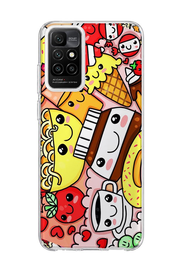 Redmi 10 2022 Compatible Cute Colorful Food Printed Transparent Phone Case