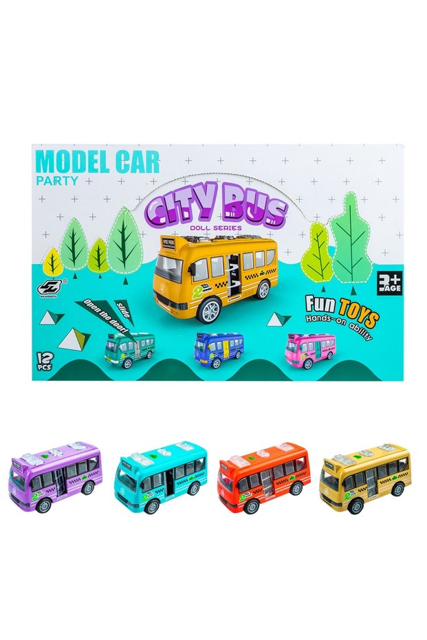 Friction buses, 12 pcs/set