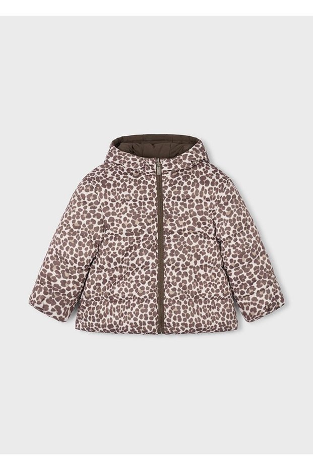 Girl's Brown Leopard Reversible Coat