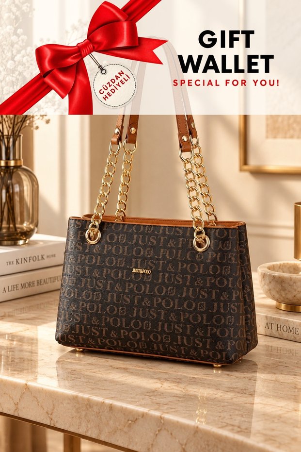Original Women's Shoulder and Hand Bag with Brown Tan Wallet