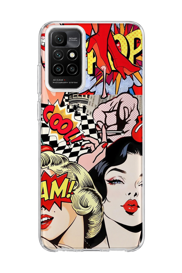 Redmi 10 2022 Compatible Comic Book Women's Printed Transparent Phone Case